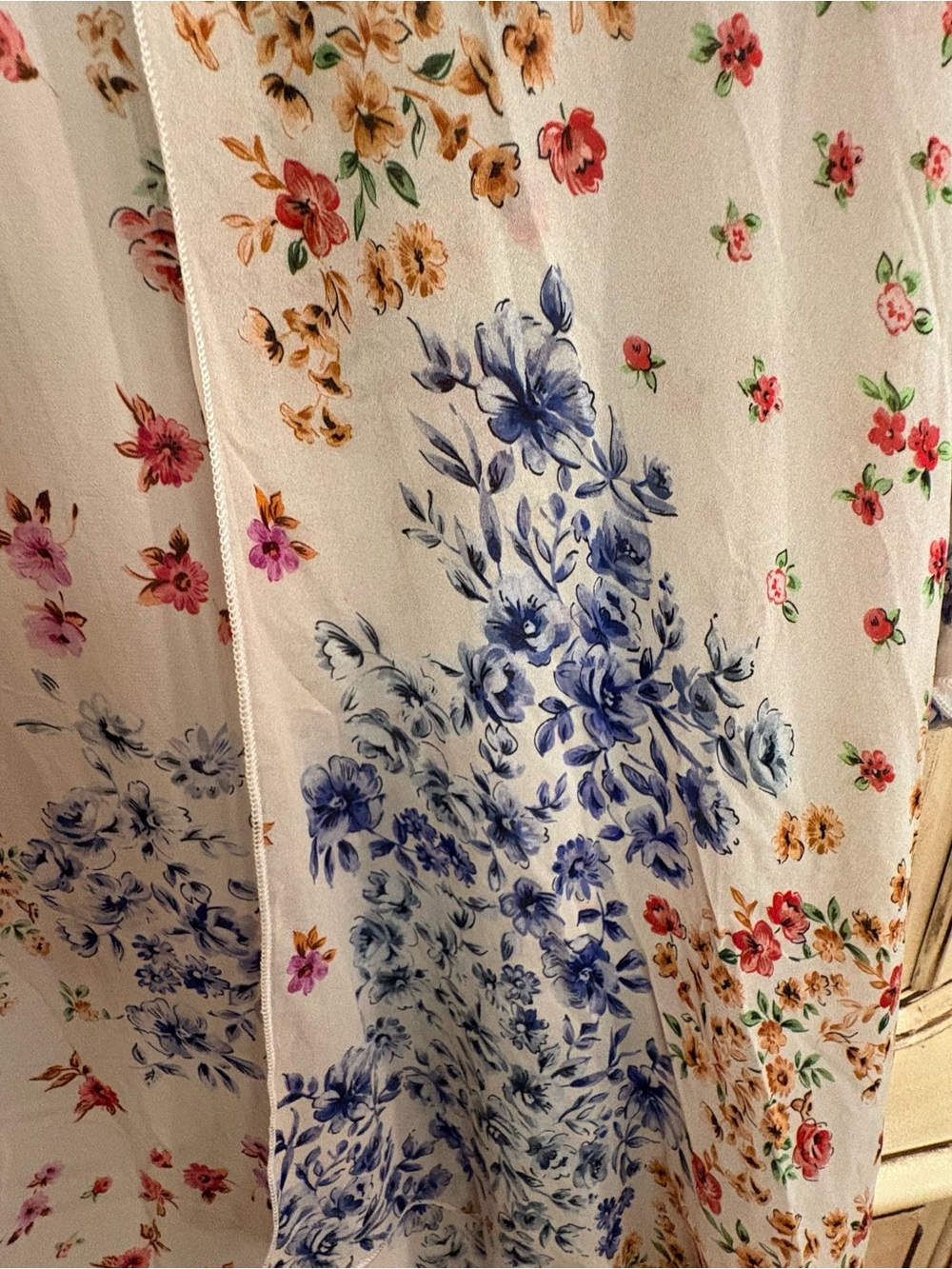 NWT Karen Kane Floral Open Front Jacket in Sheer White with Pastel Florals - Picture 4 of 8